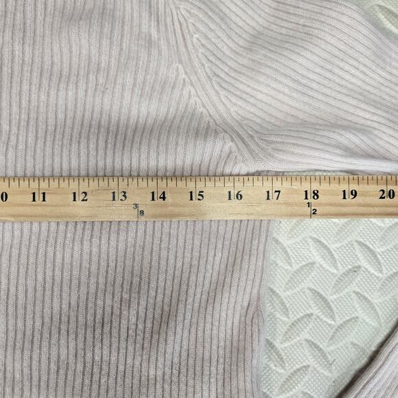 Line 100% Cashmere Sweater Womens Medium Light Pink Ribbed Knit Bell Sleeves - Picture 9 of 10